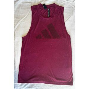 Adidas Womens XS Burgundy Speckle Logo Muscle Tank Top End Plastic Waste